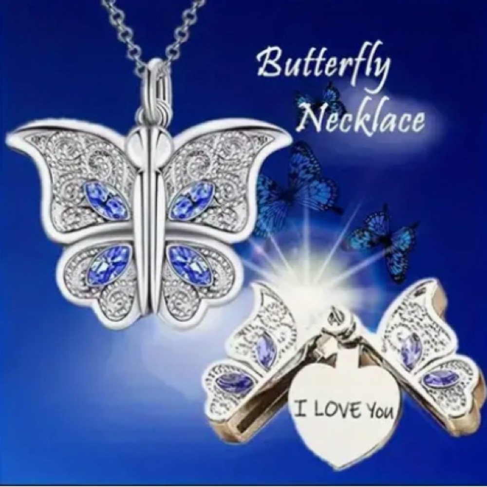 Beautiful Butterfly necklace: Says I love You .